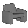 Modern Gray Single Sofa With Soft Fabric Wide Armrests And Black Legs