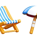 Modern Parasol Beach Chair Cartoon Beach Chair 3d model