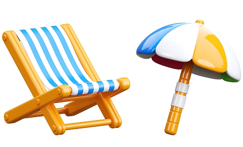 Modern Parasol Beach Chair Cartoon Beach Chair 3d model