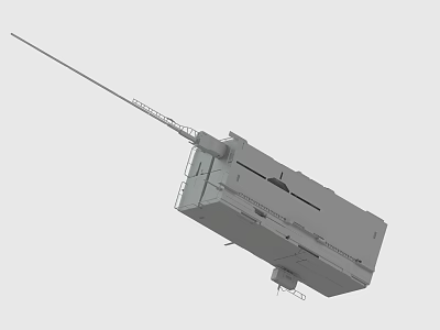 Grey Box Shaped Electronic Device Featuring Long Antenna And Mechanical Structure Details 3d model
