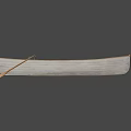 Classic Wooden Boat With Gray Hull And Wooden Oar On White Background