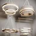 Modern Contemporary Chandeliers With Multi Layer Circular Design Golden Frame And White Light Strips