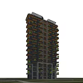 Modern High Rise Residential Building With Layered Design And Green Plants On Balconies