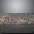 Peeling Wall With Gray Coating Exposing Red Bricks And Reflective Surface 3d model