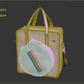White Box Bag With Black Trim Two Handles And Round Stripe Decoration
