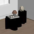 Modern Glass Coffee Table With Curved Silver Metal Base Books Decorative Stone And Lamp