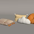 Cozy Decorative Throw Pillows Featuring Striped Cloud Shaped Pom Pom Designs In Orange Yellow White