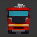 Red Fire Truck With Extended Ladder And Orange Rescue Equipment