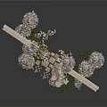 Ancient Architecture Ruins Featuring Broken Walls Decorative Carvings Scattered Stones Column Remains And Plants