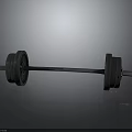Black Metal Dumbbell With Weight Plates And Metal Bar On Reflective Floor