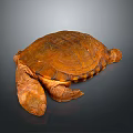 Brown Orange Reptile Turtle With Textured Shell Resting On Smooth Gray Surface 3d model