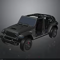 Rugged Gray Jeep Open Top With Doors Open And Off Road Tires
