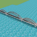 Scenic Arch Bridge Spanning Over Blue Water With Green Grass Background 3d model