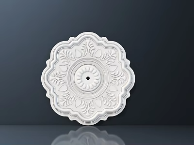 Intricate White Circular Carving With Central Hole Ornate Design For Ceiling Decorative Medallion 3d model