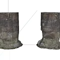 Two Ancient Weathered Stone Pillars With Textured Surfaces And Historical Design 3d model
