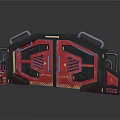 Futuristic Sci-Fi Gate Design With Red Panels Metal Frame And Warning Stripes 3d model