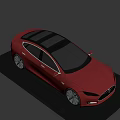 Red Tesla Electric Sedan Featuring Modern Sleek Exterior And Luxury Design