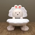 Cartoon Lion Shaped Children's Leisure Chair White With Pink Accents Cute Kids Room