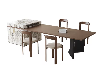 Modern Dining Table and Chair Combination Dining Chair Island Table 3d model