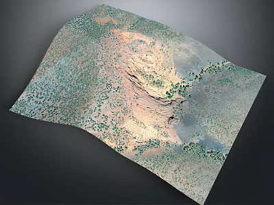 Aerial View Of Natural Terrain With Green Vegetation And Rolling Hills 3d model
