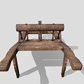 Vintage Wooden Wheelbarrow With Rustic Handcrafted Frame And Spoked Wheel Design