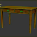 Classic Solid Wood Table With Two Drawers And Brass Handles For Home