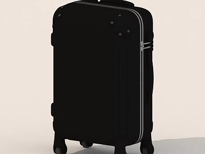 Stylish Black Hard Shell Suitcase With Rolling Wheels And Zipper Closure 3d model