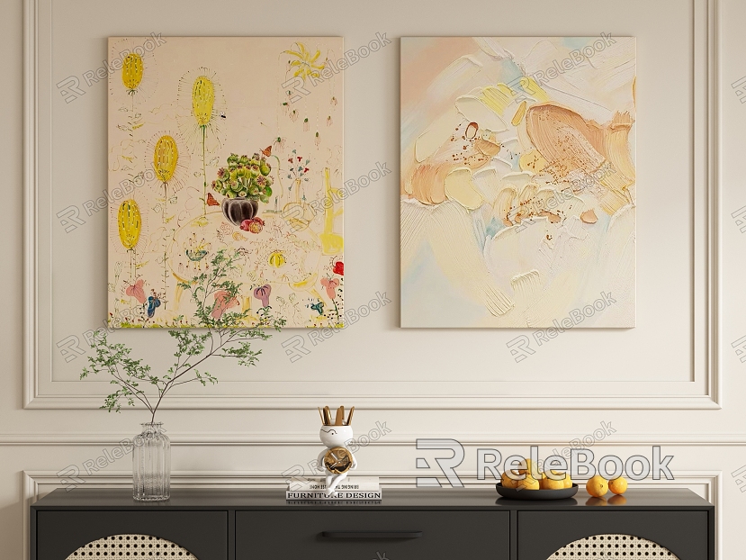 Modern Cream Style Decorative Painting Hanging Painting model