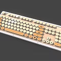 Mechanical Computer Keyboard with Round Keycaps and Orange White Color Design 3d model