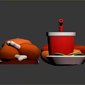 Delicious Fast Food Selection Including Hamburger Hot Dog Fries Chicken Leg Salad And Drink