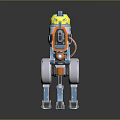 Sci-Fi Weapon With Blue Mechanical Structure Yellow Component And Support Leg Design