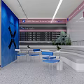 Bright TCROSS Milk Tea Shop Interior With Counter Menu Board And Blue Seating Area