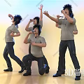 Men with Spiky Hair Singing Dancing and Holding Microphones in Gray T-Shirts