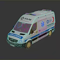 White Police Ambulance Vehicle With Blue Emergency Lights And Medical Signage