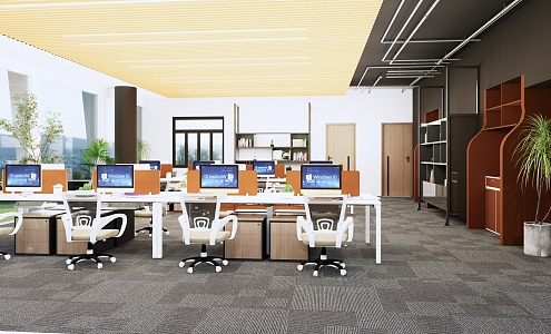 Modern public office area 3d model