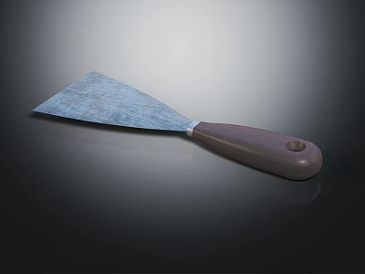 Durable Hardware Putty Knife With Metal Blade And Wooden Handle 3d model