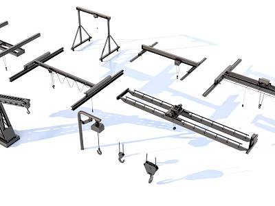 Industrial Lifting Equipment Components Including Overhead Crane Parts And Steel Frames 3d model