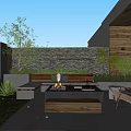 Modern Courtyard Simple Villa Courtyard Garden 3d model