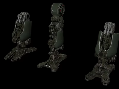 Three Variations Of Futuristic Mechanical Leg Structures With Metallic Components And Detailed Joints 3d model