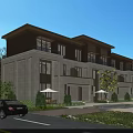 Modern Townhouse Exterior Design With Multiple Units Balconies Large Windows And Greenery