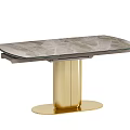 Elegant Modern Dining Table With Marble Surface And Gold Metal Base 3d model