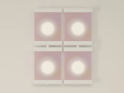 Modern White Frame Wall Lamps With Pink Gradient Shades And Circular Light Sources 3d model