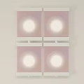 Modern White Frame Wall Lamps With Pink Gradient Shades And Circular Light Sources