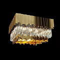 Modern Golden Frame Ceiling Light with Crystal Decorations and Illuminated Design 3d model