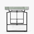 Modern Glass Top Bench With Black Metal Crossed Frame Structure Design