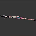 Fantasy Decorative Axe Weapon With Pink White Purple Green Colorful Patterns And Intricate Spiked Designs