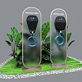 Transparent Background Wall With Dual Charging Stations Green Plants And Grass