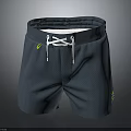 Dark Teal Casual Shorts With White Drawstring Green Side Logo Mesh Material