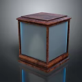 Classic Wooden Side Table With Square Top Glass Panels And Wooden Base