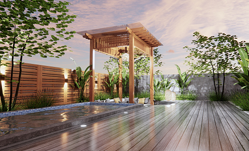 Modern courtyard landscape 3d model